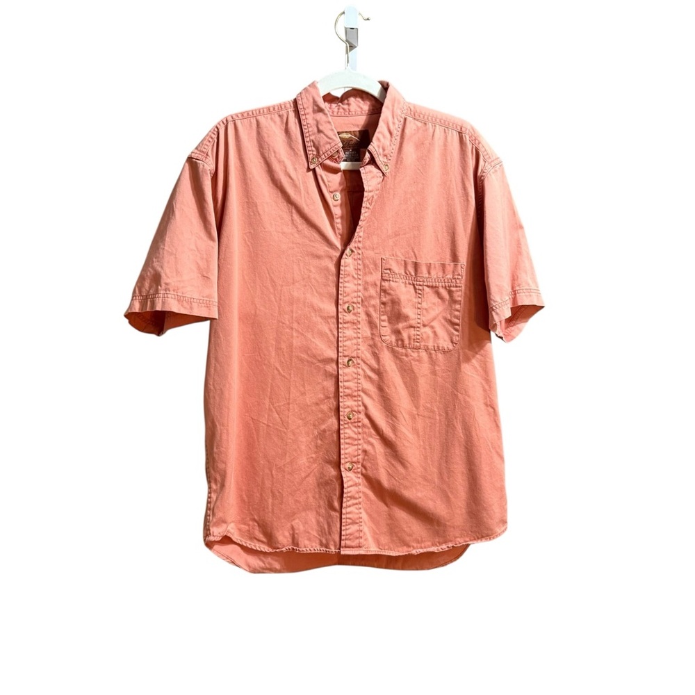 Bob Timberlake Men’s Short‎ Sleeve Cotton Button Down Salmon Pink Sz M